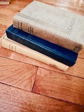 Vintage Classic Decorative Stack of Books - Blue, Cream, Gray